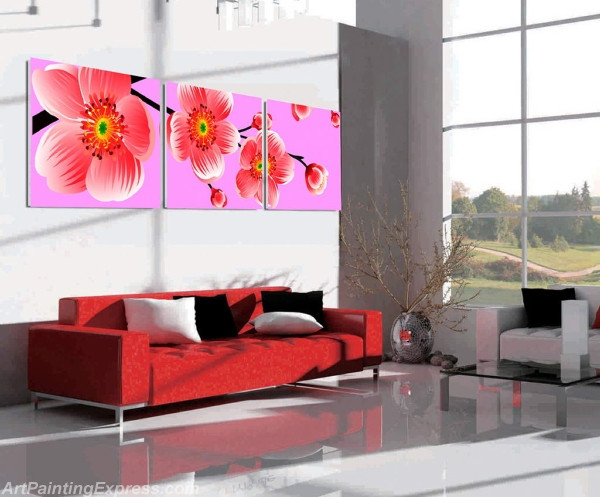 Flower Paintings Modern Wall Art Canvas Prints Set Of 3 FPM0104