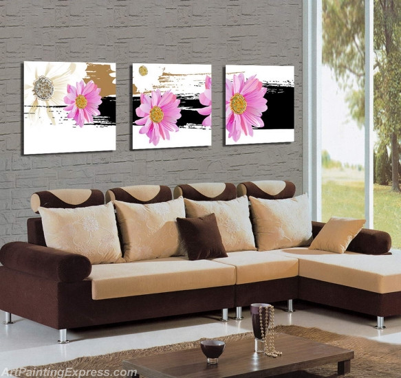 Flower Paintings Modern Wall Art Canvas Prints Set Of 3 FPM0105