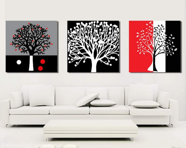 Flower Paintings Modern Wall Art Canvas Prints Set Of 3 FPM0106