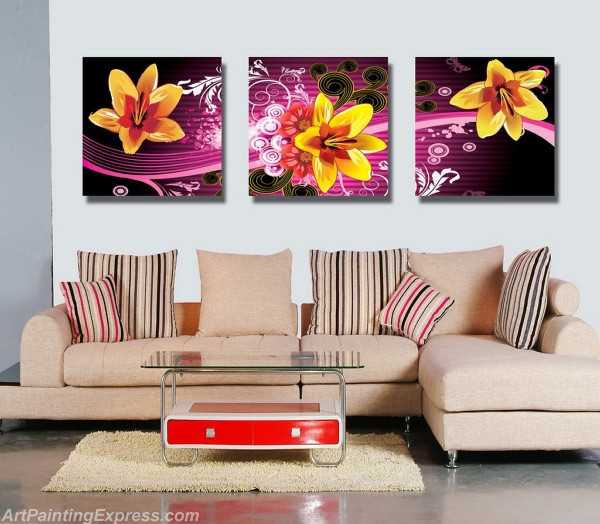 Flower Paintings Modern Wall Art Canvas Prints Set Of 3 FPM0107