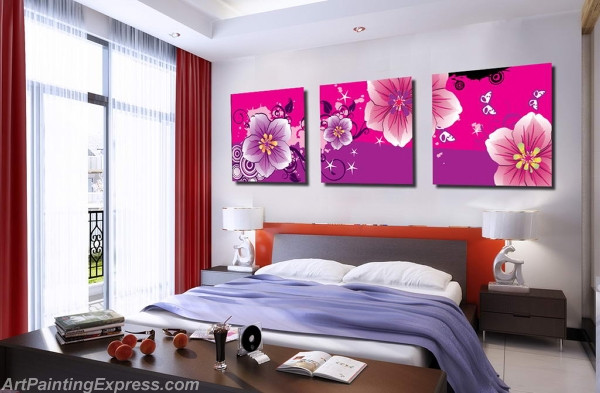 Flower Paintings Modern Wall Art Canvas Prints Set Of 3 FPM0108