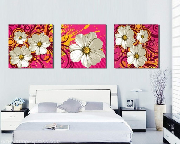 Flower Paintings Modern Wall Art Canvas Prints Set Of 3 FPM0109