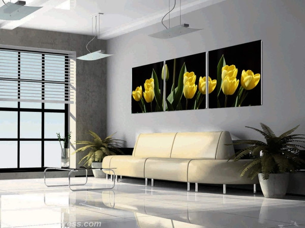 Flower Paintings Modern Wall Art Canvas Prints Set Of 3 FPM0114