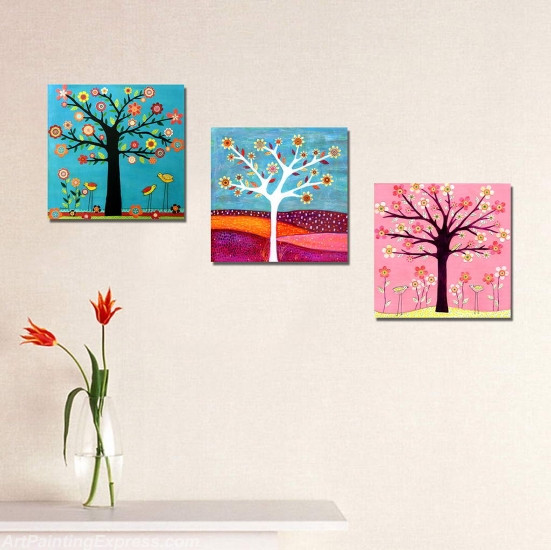 Flower Paintings Modern Wall Art Canvas Prints Set Of 3 FPM0118