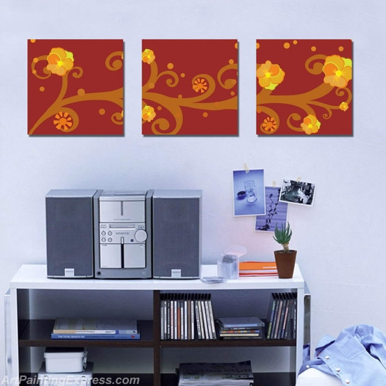 Flower Paintings Modern Wall Art Canvas Prints Set Of 3 FPM0119