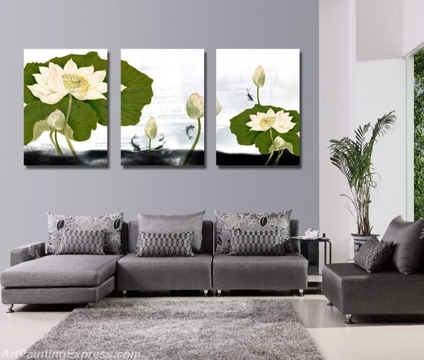 Flower Paintings Modern Wall Art Canvas Prints Set Of 3 FPM0121