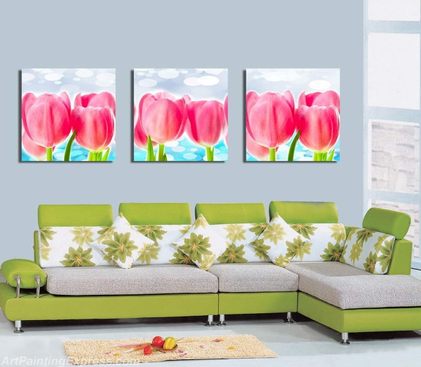 Flower Paintings Modern Wall Art Canvas Prints Set Of 3 FPM0124