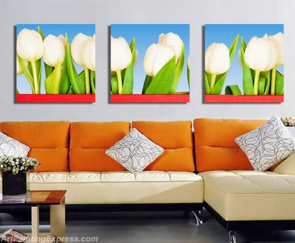 Flower Paintings Modern Wall Art Canvas Prints Set Of 3 FPM0126