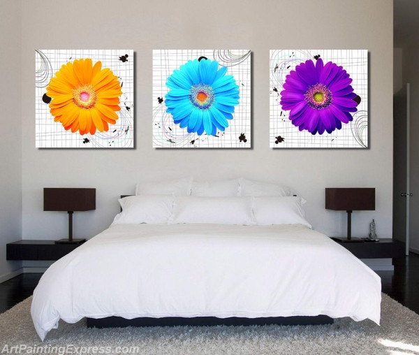 Flower Paintings Modern Wall Art Canvas Prints Set Of 3 FPM0130