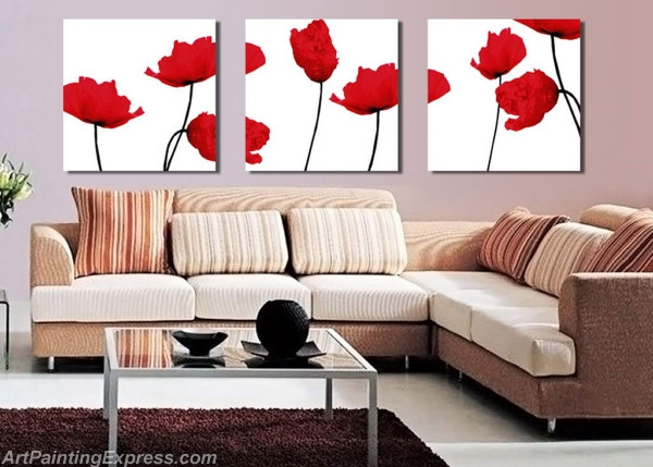 Flower Paintings Modern Wall Art Canvas Prints Set Of 3 FPM0134