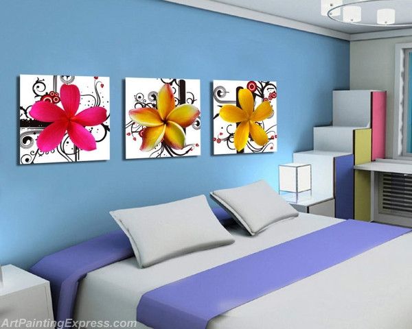 Flower Paintings Modern Wall Art Canvas Prints Set Of 3 FPM0135