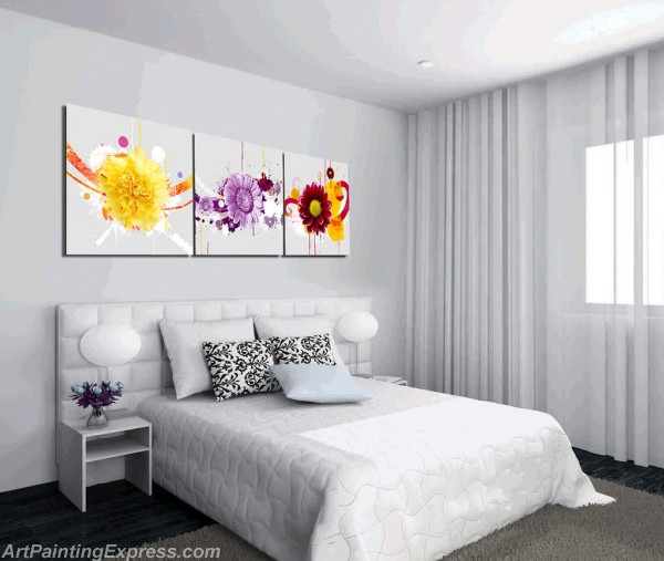 Flower Paintings Modern Wall Art Canvas Prints Set Of 3 FPM0138