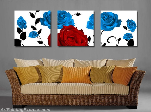 Flower Paintings Modern Wall Art Canvas Prints Set Of 3 FPM0140