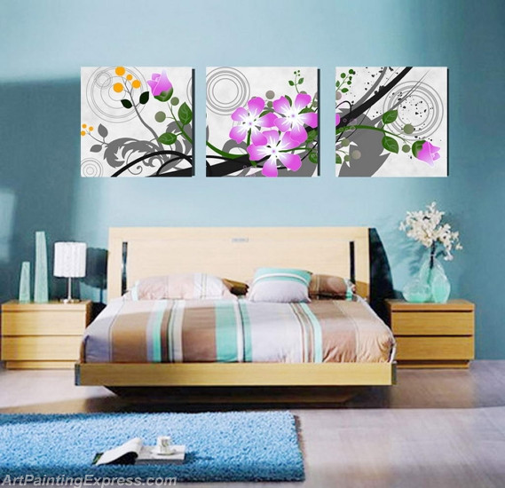 Flower Paintings Modern Wall Art Canvas Prints Set Of 3 FPM0146