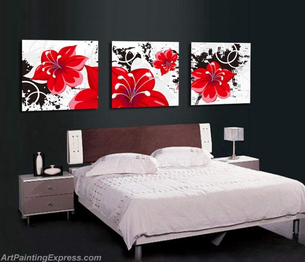 Flower Paintings Modern Wall Art Canvas Prints Set Of 3 FPM0151