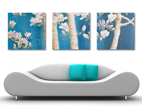 Flower Paintings Modern Wall Art Canvas Prints Set Of 3 FPM0152