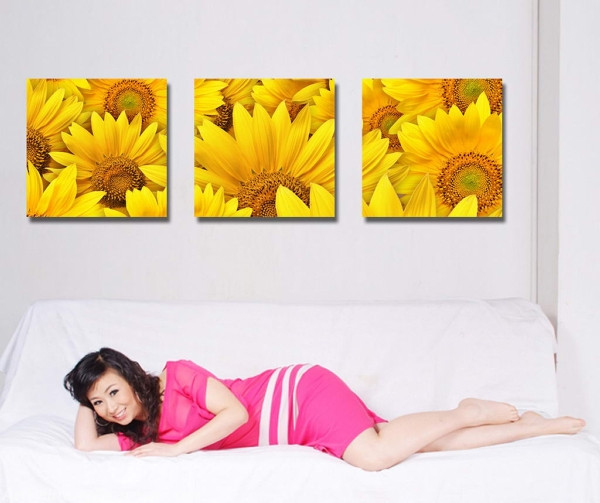 Flower Paintings Modern Wall Art Canvas Prints Set Of 3 FPM0155