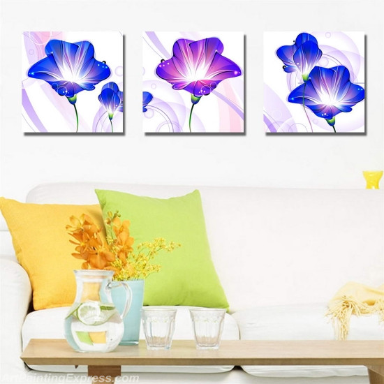 Flower Paintings Modern Wall Art Canvas Prints Set Of 3 FPM0156