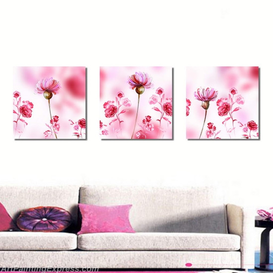 Flower Paintings Modern Wall Art Canvas Prints Set Of 3 FPM0157