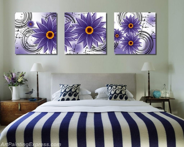 Flower Paintings Modern Wall Art Canvas Prints Set Of 3 FPM0161