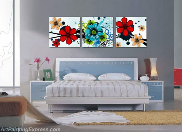 Flower Paintings Modern Wall Art Canvas Prints Set Of 3 FPM0162