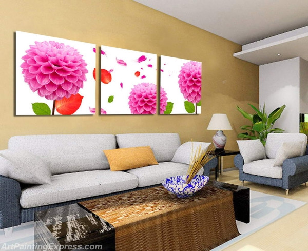 Flower Paintings Modern Wall Art Canvas Prints Set Of 3 FPM0163