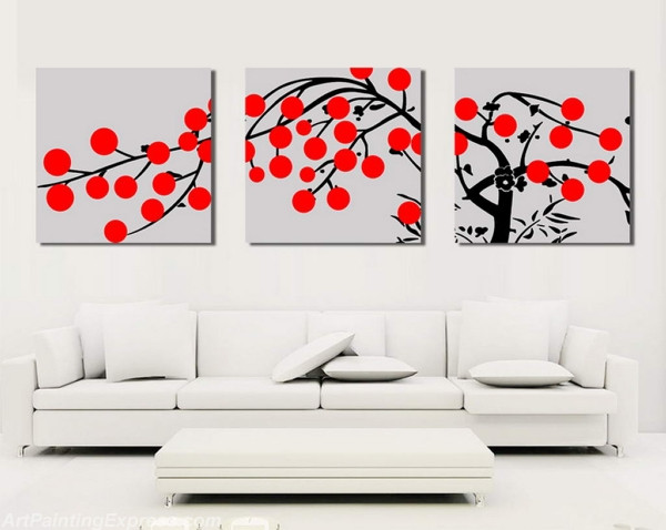 Flower Paintings Modern Wall Art Canvas Prints Set Of 3 FPM0165