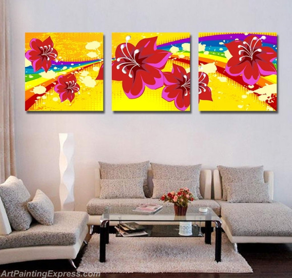 Flower Paintings Modern Wall Art Canvas Prints Set Of 3 FPM0166