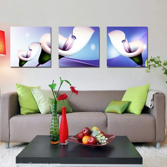 Flower Paintings Modern Wall Art Canvas Prints Set Of 3 FPM0168