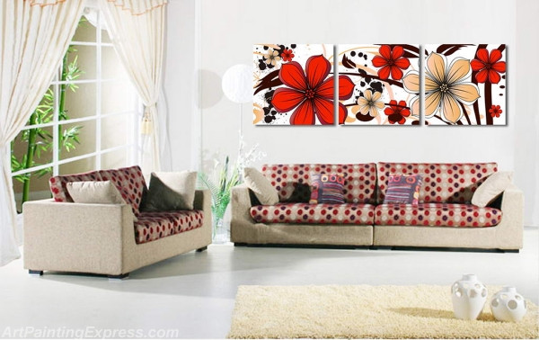 Flower Paintings Modern Wall Art Canvas Prints Set Of 3 FPM0171