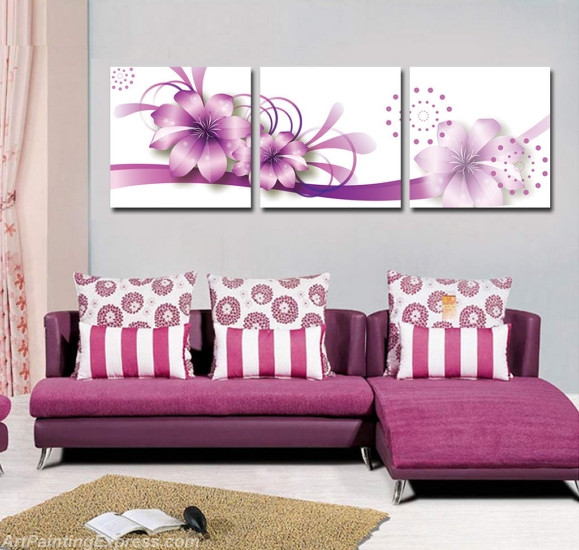 Flower Paintings Modern Wall Art Canvas Prints Set Of 3 FPM0176