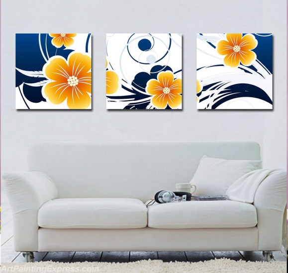 Flower Paintings Modern Wall Art Canvas Prints Set Of 3 FPM0187