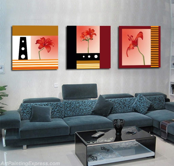 Flower Paintings Modern Wall Art Canvas Prints Set Of 3 FPM0190