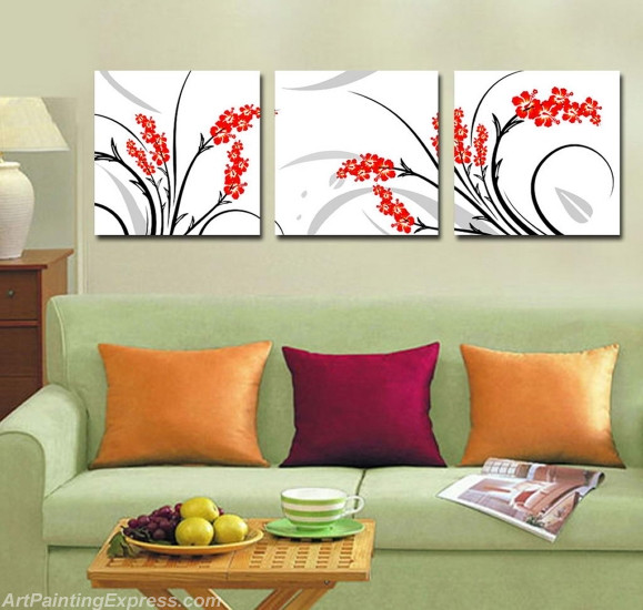 Flower Paintings Modern Wall Art Canvas Prints Set Of 3 FPM0191