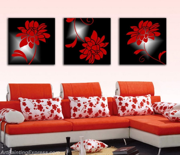 Flower Paintings Modern Wall Art Canvas Prints Set Of 3 FPM085