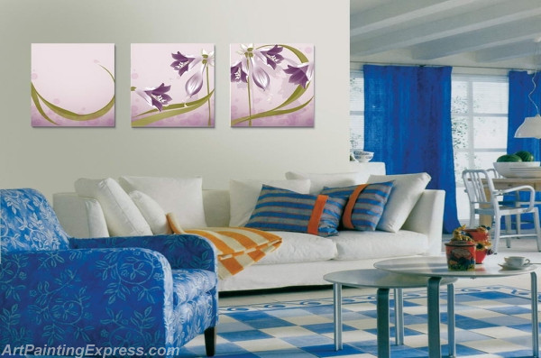 Flower Paintings Modern Wall Art Canvas Prints Set Of 3 FPM086