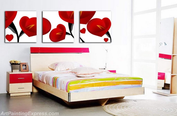 Flower Paintings Modern Wall Art Canvas Prints Set Of 3 FPM087