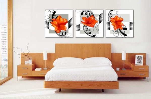 Flower Paintings Modern Wall Art Canvas Prints Set Of 3 FPM088