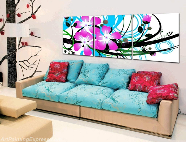 Flower Paintings Modern Wall Art Canvas Prints Set Of 3 FPM091