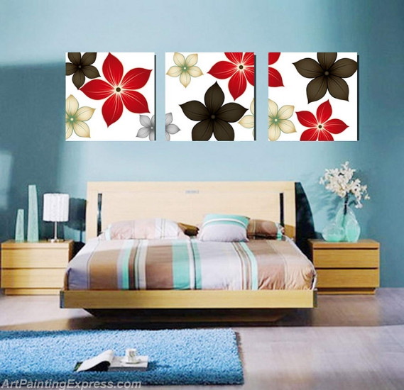 Flower Paintings Modern Wall Art Canvas Prints Set Of 3 FPM093