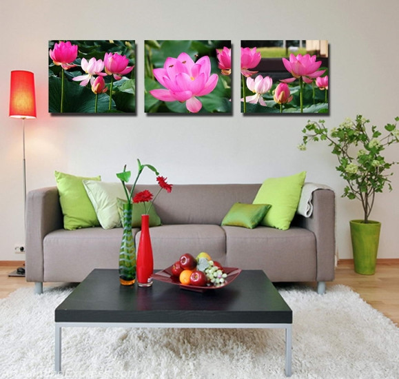 Flower Paintings Modern Wall Art Canvas Prints Set Of 3 FPM097