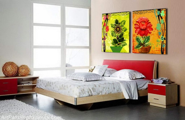 Flower Paintings Modern Wall Art Canvas Prints Sets Of 2 FPW063