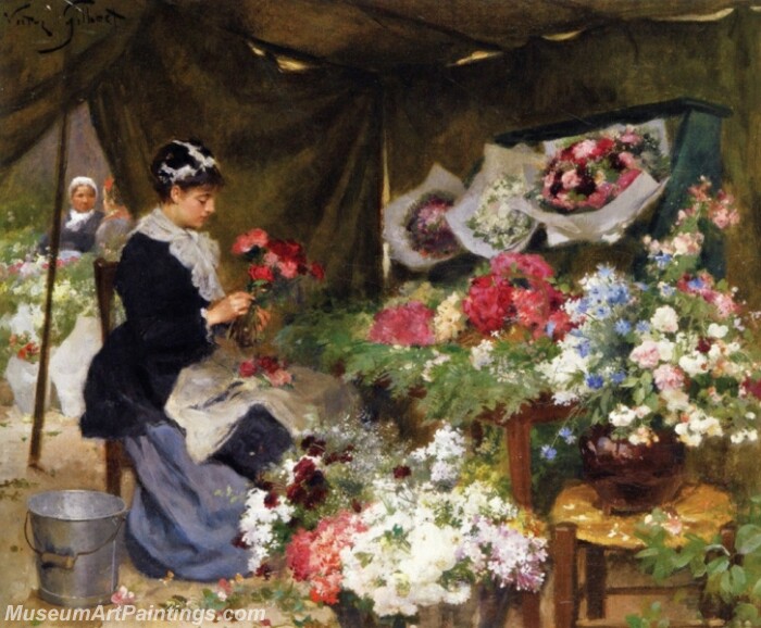 Flower Seller Makiing Bouquets Painting