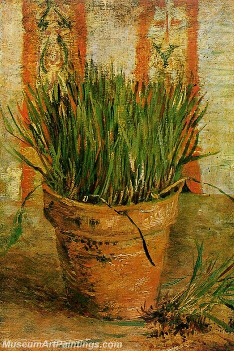 Flowerpot with Chives Painting