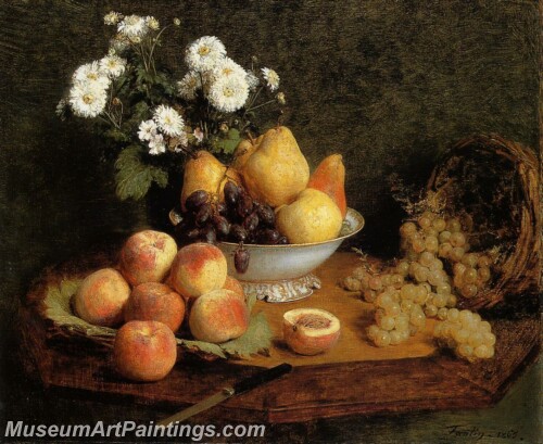 Flowers and Fruit on a Table Painting