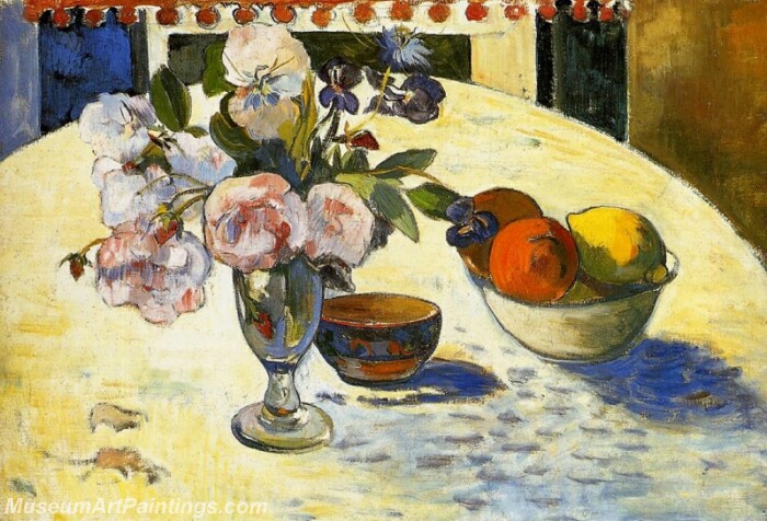 Flowers in a Fruit Bowl Painting