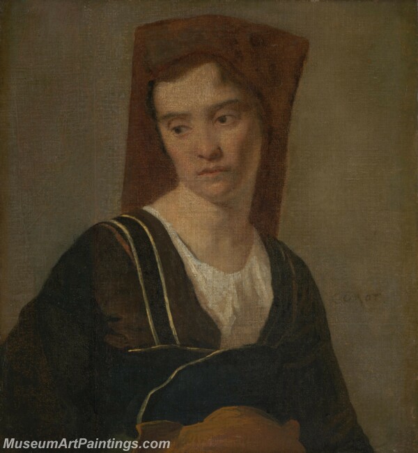 Follower of JeanBaptisteCamille Corot A Peasant Woman Painting