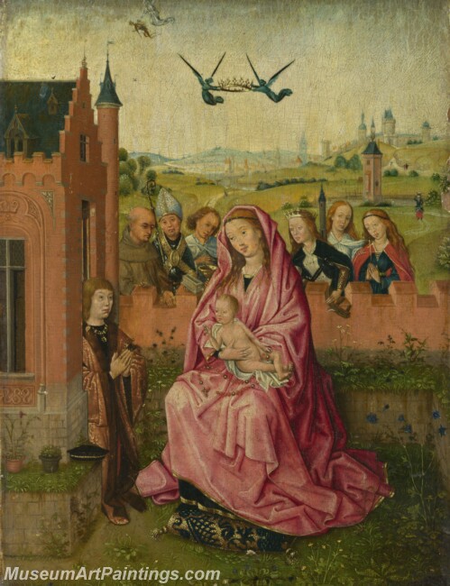 Follower of Lieven van Lathem The Virgin and Child with Saints and Donor Painting