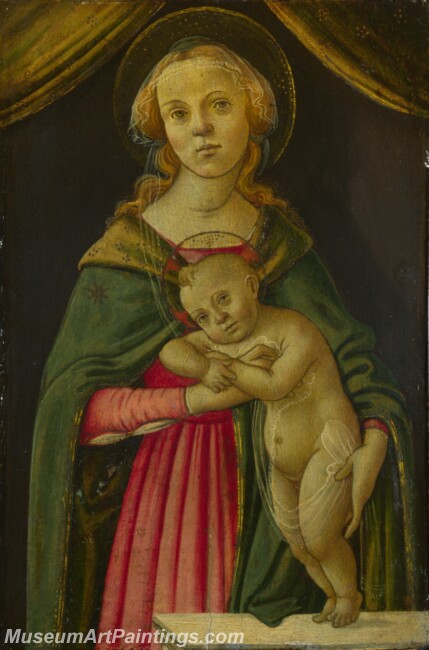 Follower of Sandro Botticelli The Virgin and Child Painting