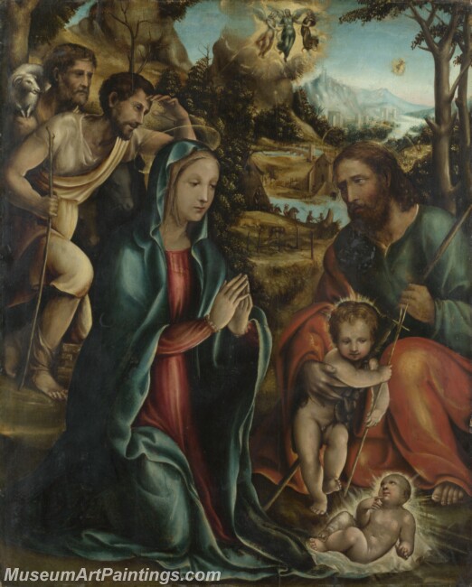 Follower of Sodoma The Nativity with the Infant Baptist and Shepherds Painting